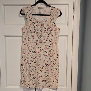 The Territory Ahead Cream Floral Midi Dress with Pink & Brown Accents
